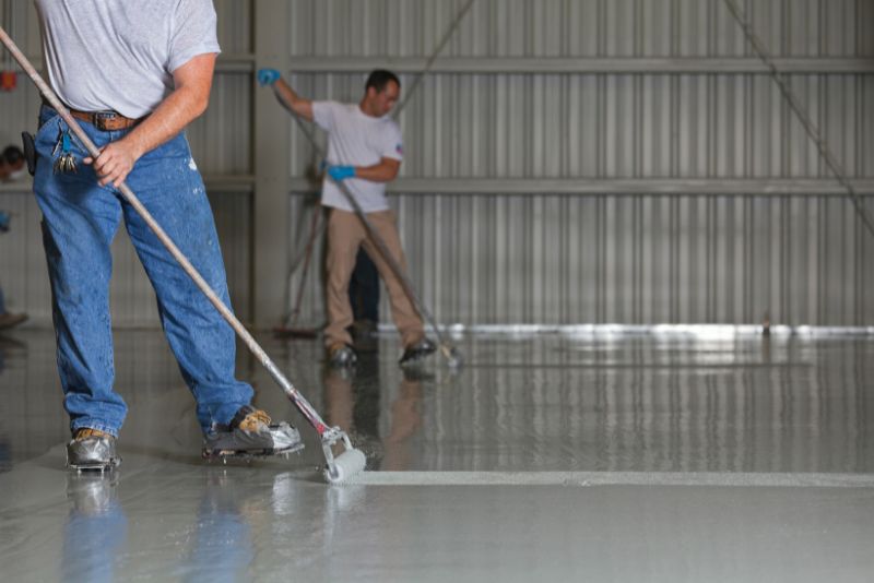 levelling epoxy mixture on the floor