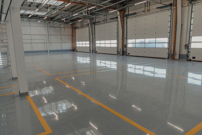 warehouse with epoxy flooring